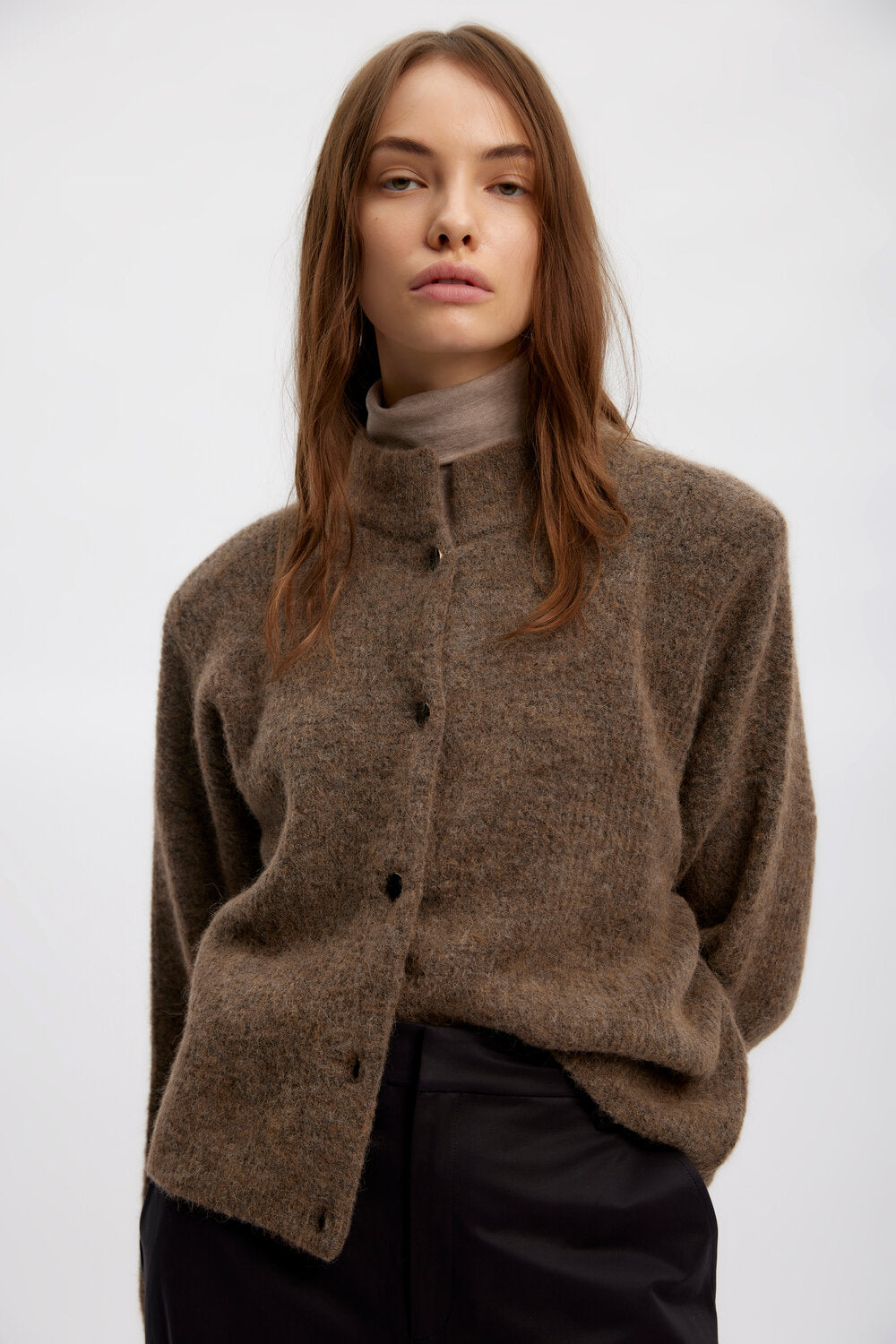 AlphaGZ uldcardigan - Dark sand melange